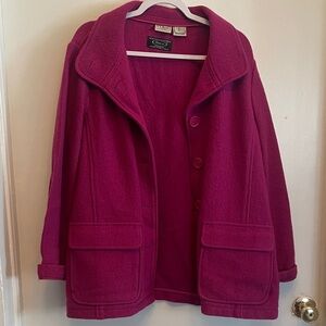 L.L. Bean 100% wool Italian Magenta Pea Coat